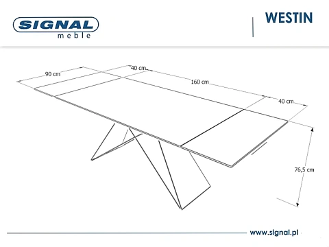 Стол обеденный SIGNAL WESTIN черный матовый 160-240/90