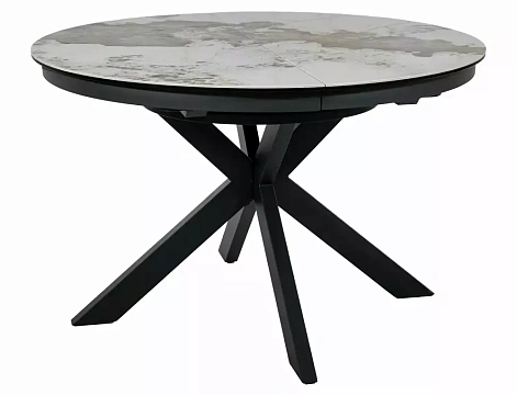 Стол обеденный SIGNAL PORTO Ceramic белый Pandoro/черный 120-160/120