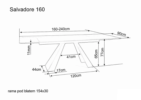 Стол обеденный SIGNAL SALVADORE Ceramic Sahara Noir черный/черный мат 160-240/90
