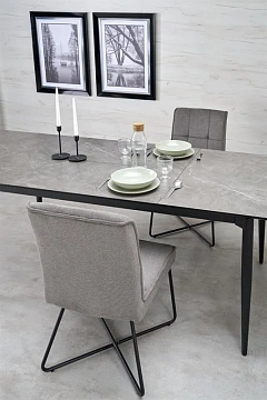 Стол обеденный HALMAR CHARLES серый мрамор/черный 180-260/90