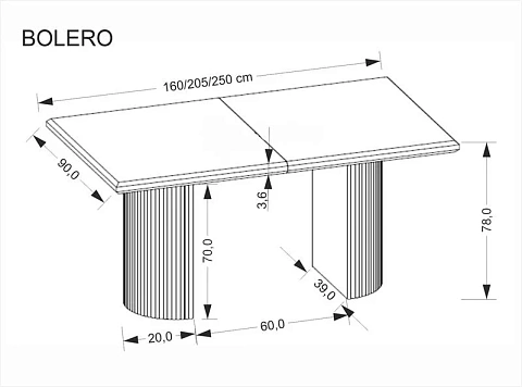 Стол обеденный HALMAR BOLERO черный дуб/черный 160-250/90