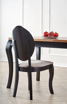 Стол обеденный HALMAR WINDSOR дуб темный/черный 160-240/90