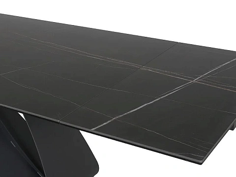 Стол обеденный SIGNAL DIUNA Ceramic Sahara Noir черный мрамор/черный мат 160-240/90